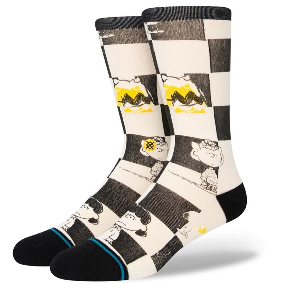 STANCE CHARLIE BROWN PEANUTS CHECKED NWT MEN’S CREW W/INFIKNIT SIZE LARGE